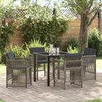 vidaXL Tuin Eetset 5 pcs Grijs Poly riet, Tuin en Terras, Verzenden, Nieuw, Rotan