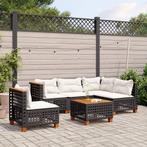 vidaXL 6-delige Loungeset met kussens poly rattan zwart, Tuin en Terras, Verzenden, Nieuw, Rotan, Loungeset