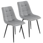 Stalen Eetkamerstoelen Blanca - Set van 2 - Lichtgrijs - Flu, Huis en Inrichting, Verzenden, Nieuw