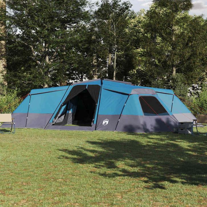 vidaXL Gezinstent met dak met opslag Blauw 833 x 585 x 216, Caravans en Kamperen, Tenten, Nieuw, Verzenden