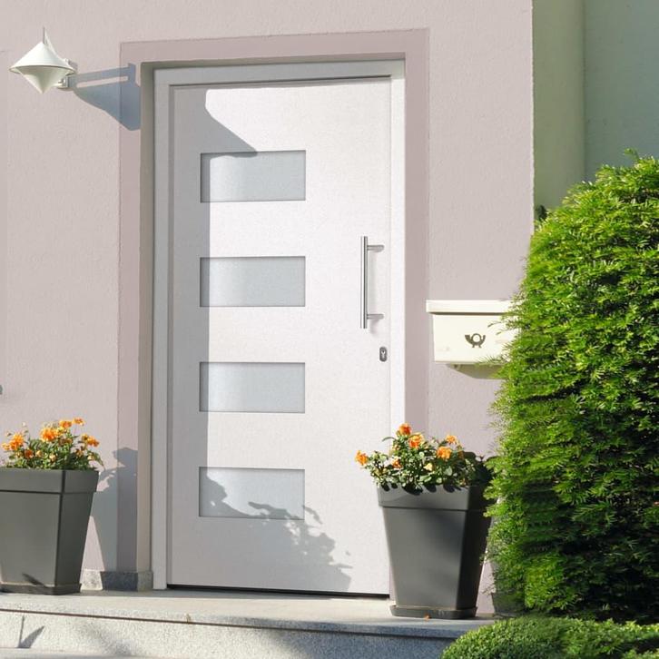 vidaXL Voordeur 110x210 cm aluminium en PVC wit, Doe-het-zelf en Verbouw, Deuren en Horren, Nieuw, Verzenden