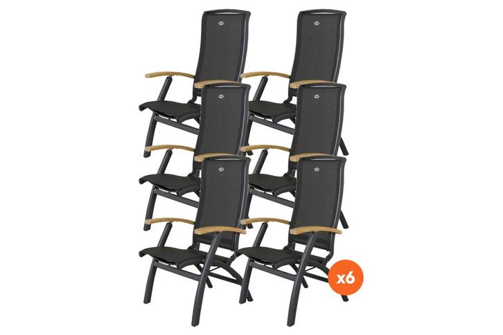 Set van 6 - Hartman Da Vinci verstelbare stoel - Teak, Tuin en Terras, Tuinstoelen, Nieuw, Overige materialen, Verzenden