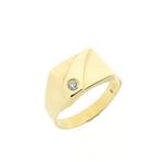 Gouden zegelring met diamant; 0,07 ct., Sieraden, Tassen en Uiterlijk, Ringen, Gebruikt, Overige kleuren, 20 of groter, Heer
