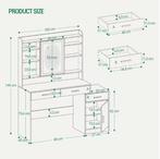 Grote Kaptafel met LED Spiegel – Lades, Kast en Open Opbergr, Verzenden, Nieuw