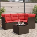 vidaXL 5-delige Loungeset met kussens poly rattan bruin, Verzenden, Nieuw, Rotan, Loungeset