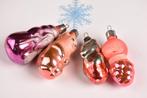 Set van 4 vintage kerst ornamenten | Kerstmis glazen beeldj