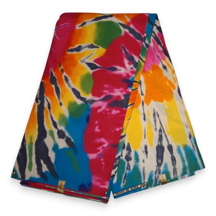 Afrikaanse stof - Multicolor Tie Dye - Polycotton - 1 yard, Hobby en Vrije tijd, Stoffen en Lappen, Nieuw, Ophalen of Verzenden