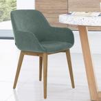 *WOONWINKEL* Kave Home Konna Wood Groene Eetstoel Met Houten, Huis en Inrichting, Stoelen, Verzenden, Nieuw, Stof