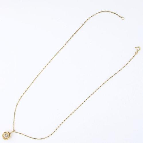 Ketting met hanger - 14 karaat Geel goud Diamant, Sieraden, Tassen en Uiterlijk, Antieke sieraden