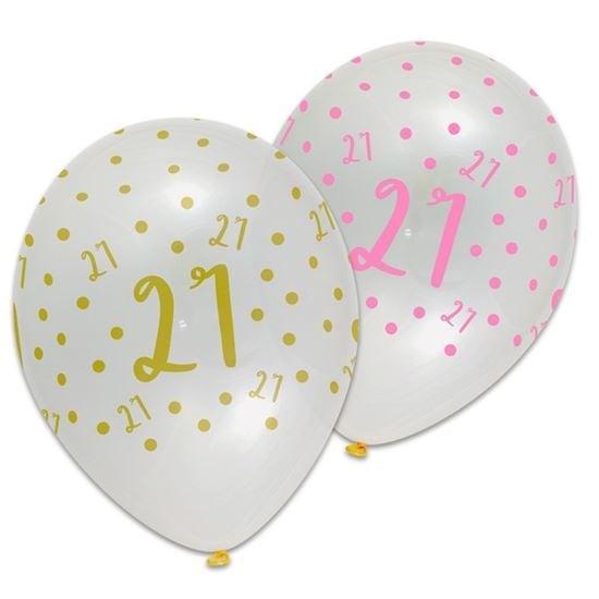 Ballonnen 21 Jaar Pink/Gold Chic (6st), Hobby en Vrije tijd, Feestartikelen, Nieuw, Ophalen of Verzenden