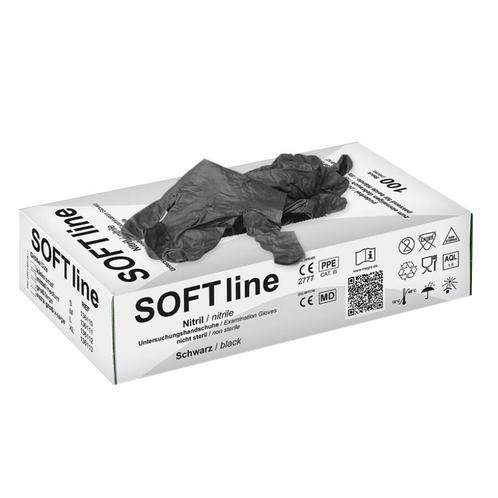 SOFT line Nitril handschoenen - zwart- 100 stuks - Extra, Diversen, Verpleegmiddelen, Nieuw, Verzenden