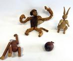 Figuur - 4 vintage Scandinavian figures  (4) - teak, leer, Antiek en Kunst