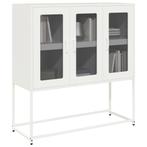 vidaXL Dressoir 100,5x39x107 cm koudgewalst staal wit, Verzenden, Nieuw, Metaal