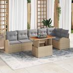 vidaXL Tuin Sofa Set met kussen 7 pcs beige en lichtgrijs, Verzenden, Nieuw, Rotan