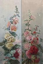 École Française (XIX-XX) - Les Roses-Tremières (2 œuvres), Antiek en Kunst