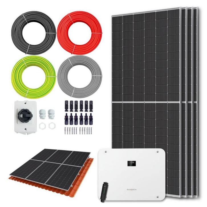 Zonnepanelen pakket voor schuindak - 2.9 kW - 4x 720wp, Doe-het-zelf en Verbouw, Zonnepanelen en Toebehoren, Ophalen of Verzenden