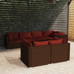 vidaXL 7-delige Loungeset met kussens poly rattan bruin, Verzenden, Nieuw, Rotan, Loungeset