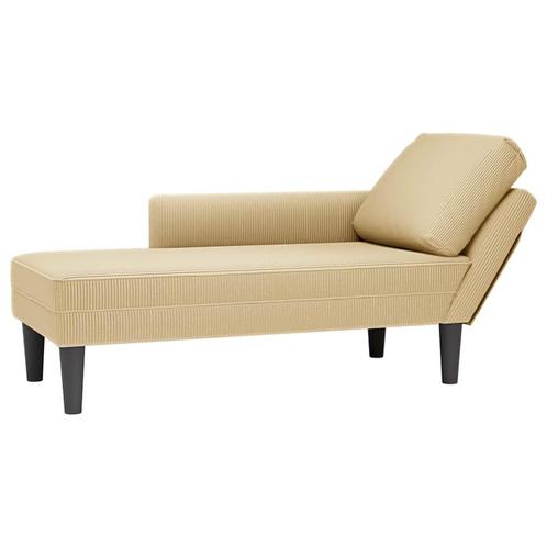 vidaXL Chaise longue met kussen corduroy stof lichtgroen, Huis en Inrichting, Banken | Sofa's en Chaises Longues, Nieuw, Verzenden