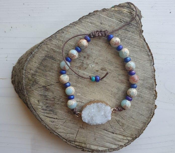 Chinese turquoise met kristal, Sieraden, Tassen en Uiterlijk, Armbanden