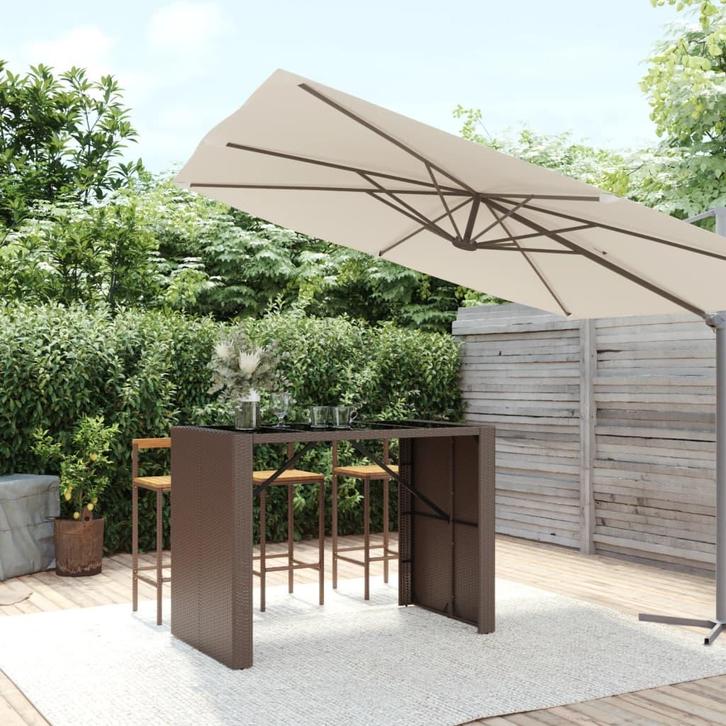 vidaXL Bartafel met glazen blad 145x80x110 cm poly rattan, Tuin en Terras, Tuintafels, Nieuw, Verzenden