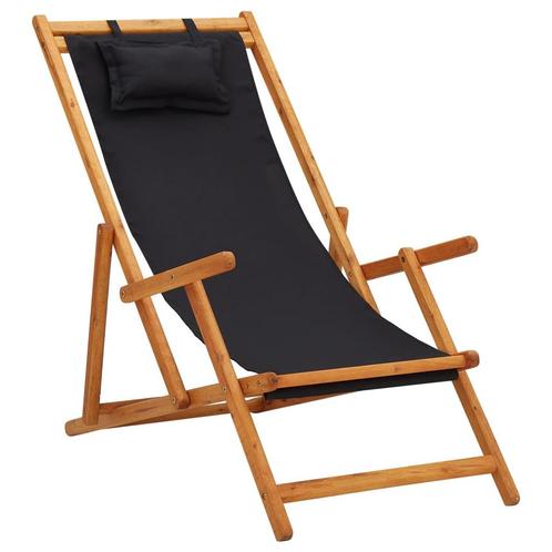 vidaXL Strandstoel inklapbaar massief eucalyptushout en stof, Tuin en Terras, Tuinstoelen, Nieuw, Verzenden