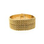 18 Krt. Vintage gouden brede schakel armband | 18,5 cm, Ophalen of Verzenden, Gebruikt, Overige kleuren, Goud