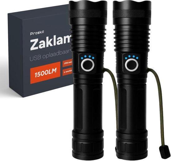 Tweedekans | Zaklamp LED oplaadbaar - 2 stuks - incl, Huis en Inrichting, Lampen | Losse lampen, Zo goed als nieuw, Ophalen of Verzenden