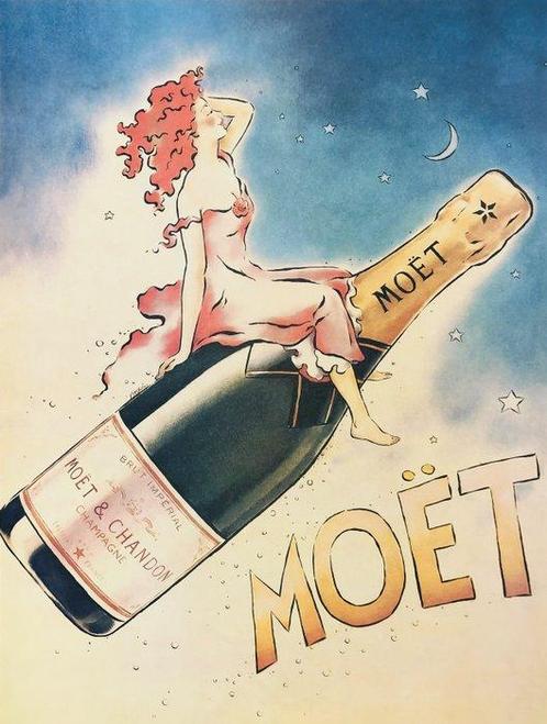 Vince Mcindoe - Moët & Chandon Champagne - Jaren 1980, Antiek en Kunst, Kunst | Tekeningen en Foto's