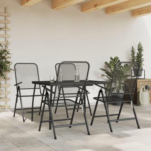 vidaXL 5-delige Tuinset metaalgaas antracietkleurig, Tuin en Terras, Tuinsets en Loungesets, Tuinset, Nieuw, 4 zitplaatsen, Overige materialen