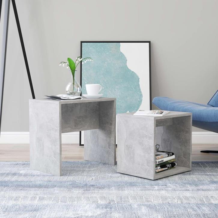 vidaXL Salontafelset 48x30x45 cm bewerkt hout betongrijs, Huis en Inrichting, Tafels | Salontafels, 50 tot 100 cm, Nieuw, Overige houtsoorten