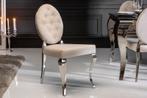 Elegante stoel MODERN BAROQUE beige fluweel met knopen, Huis en Inrichting, Stoelen, Ophalen of Verzenden, Nieuw