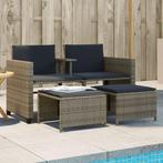 vidaXL Tuinbank 2-zits met tafel en voetenbanken poly rattan, Verzenden, Nieuw, Rotan