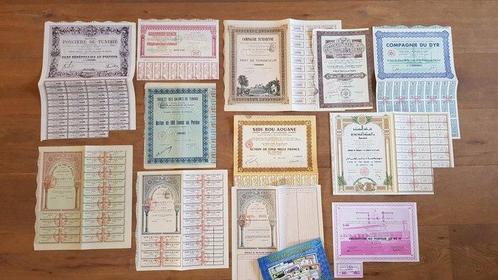 Tunesië. 12 Historische Tunesische aandelen en obligaties,, Postzegels en Munten, Munten | Nederland
