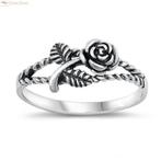 Zilveren geoxideerde roos ring, Sieraden, Tassen en Uiterlijk, Ringen, Verzenden, Nieuw, Zilver