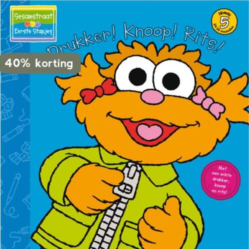 Drukker, knoop en rits / Sesamstraat Eerste Stapjes A. Tabby, Boeken, Kinderboeken | Baby's en Peuters, Gelezen, Verzenden