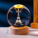 3D kristallen bol lamp - USB oplaadbaar - Eifeltoren, Verzenden, Nieuw, Glas, Vogel