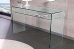 Design consoletafel FANTOME 100cm transparant glas met plank, Nieuw, Ophalen of Verzenden