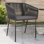 vidaXL Tuinstoelen 2 st met kussens poly rattan zwart, Tuin en Terras, Tuinstoelen, Verzenden, Nieuw, Rotan