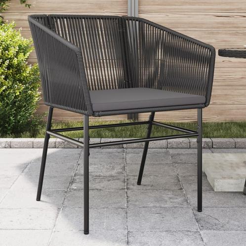 vidaXL Tuinstoelen 2 st met kussens poly rattan zwart, Tuin en Terras, Tuinstoelen, Nieuw, Rotan, Verzenden