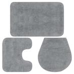 vidaXL Badmattenset stof grijs 3-delig, Huis en Inrichting, Badkamer | Badtextiel en Accessoires, Verzenden, Nieuw, Grijs