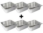 GGM Gastro | (6 stuks) RVS GN bak 2/1 - Hoogte: 150mm |, Verzenden