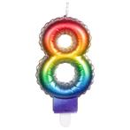 Regenboog Kaars 8 Jaar 8cm, Verzenden, Nieuw