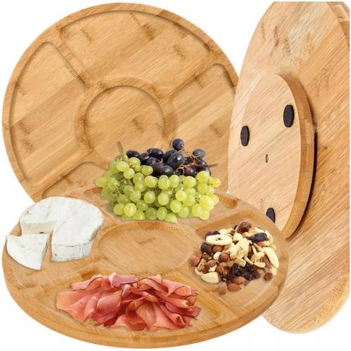 Ruhhy Bamboe Draaiend Serveerschijf - Voor Snacks, Kazen..., Huis en Inrichting, Keuken | Keukenbenodigdheden, Nieuw, Ophalen of Verzenden