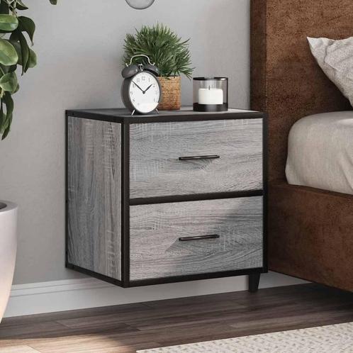 vidaXL Nachtkastjes 2st wandgemonteerd 40x31x39,5cm grijs, Huis en Inrichting, Slaapkamer | Nachtkastjes, Nieuw, Hout, Verzenden