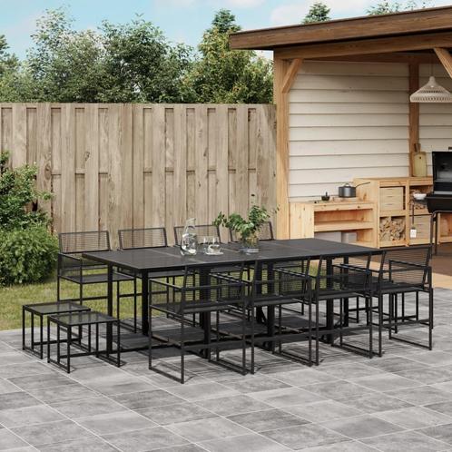 vidaXL 13-delige Tuinset poly rattan zwart, Tuin en Terras, Tuinsets en Loungesets, Tuinset, Nieuw, Rotan, Verzenden