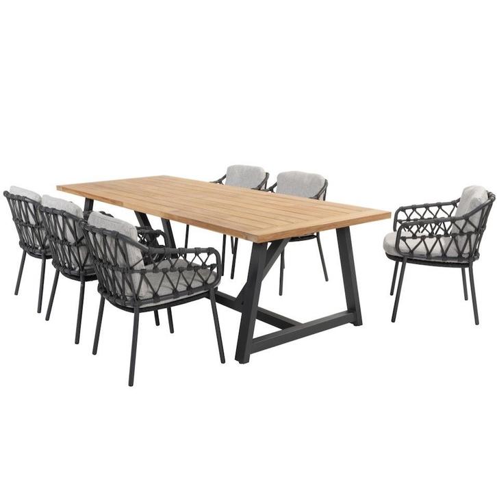 Noah Calpi dining tuinset 260x100xH75 cm 7 delig antraciet, Tuin en Terras, Tuinsets en Loungesets, Nieuw, Ophalen of Verzenden