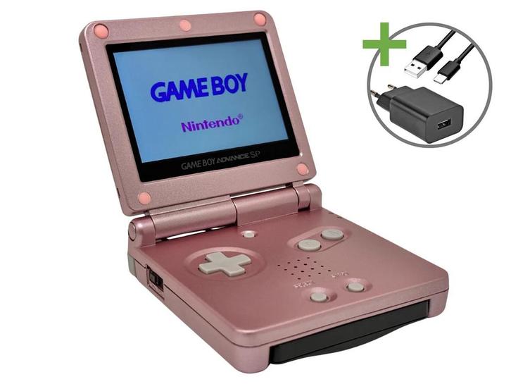 Gameboy Advance SP Pink - USB-C & IPS V5, Spelcomputers en Games, Spelcomputers | Nintendo Game Boy, Zo goed als nieuw, Ophalen of Verzenden