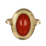 Ring - 18 karaat Geel goud Koraal, Sieraden, Tassen en Uiterlijk, Ringen, Nieuw