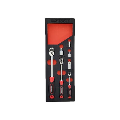 Omkeerbare ratel set voor smalle ruimtes, 1/4, 3/8 & 1/..., Auto diversen, Autogereedschap, Nieuw, Verzenden