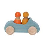 Grimms - Houten auto blauw met 2 poppetjes, Nieuw